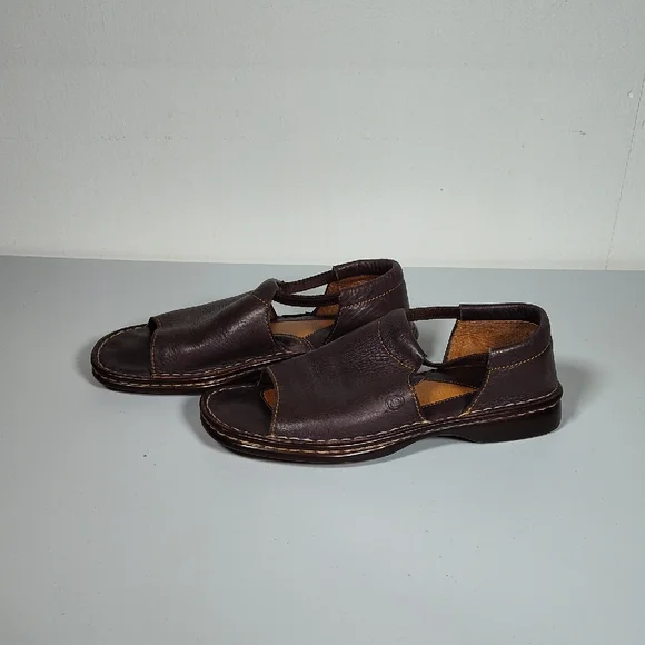 Born brown leather open toe open side sandal shoes 6.5 - Picture 2 of 12
